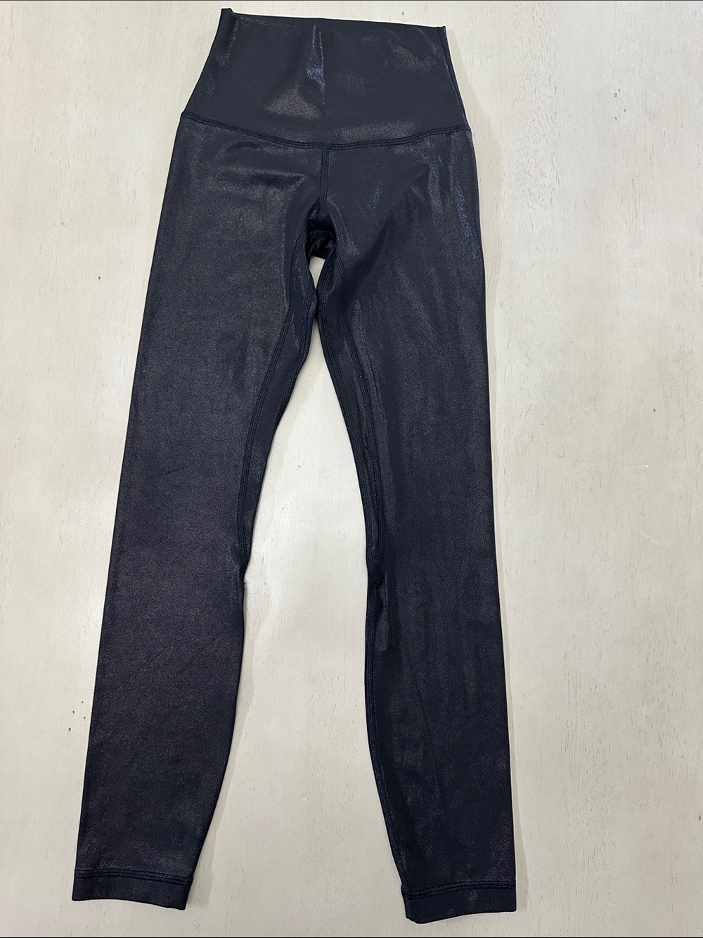 Lululemon Align High-Rise Pant 25" Shine Black Foil Metallic Leggings - Size 0